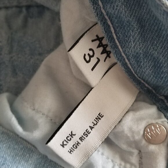 Zee Gee Why Raw Hem White Print Jean Kick Skirt 31 - Picture 5 of 8